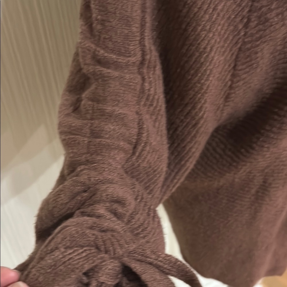 Lucky Brand Chocolate Brown Open-Front Cardigan Tie Sleeves - Picture 5 of 11